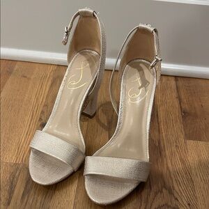 Elegant Gold Ankle Strap Heels